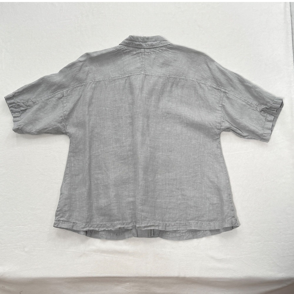 Oska Womens Linen Boxy Button Up Shirt Sz 0 Oatmeal Lagenlook Coastal Grandma - Picture 2 of 7
